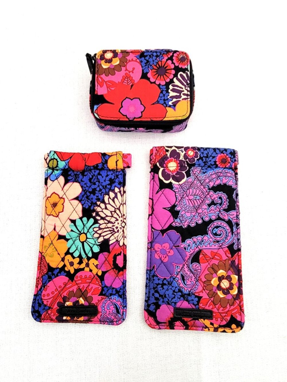 Vera Bradley Floral Fiesta Set: Mini Case & 2 Padded Eyeglass Sleeves
